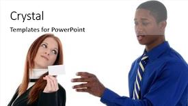  Presentation with promotion - Amazing presentation having promotion proposal - business man and woman backdrop and a white colored foreground