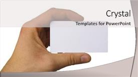  Presentation with promotion - Beautiful presentation theme featuring promotion proposal - hand holding a business card backdrop and a  colored foreground