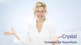  Presentation with guide dog helping blind woman - Cool new PPT layouts with promotion proposal - tourist guide woman backdrop and a  colored foreground