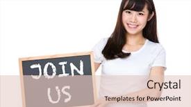  Presentation with chalkboard - Presentation theme having promotion proposal - woman hold with chalkboard showing background and a lemonade colored foreground