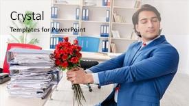  Presentation with bunch - Audience pleasing PPT theme consisting of promotion proposal - young male employee with bunch backdrop and a lemonade colored foreground