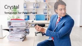  Presentation with employee engagement - Slide set featuring promotion proposal - young male employee with engagement background and a light gray colored foreground