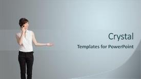  Presentation with mobile phone in woman hand - Colorful presentation theme enhanced with promotional products - attractive young woman making phone backdrop and a  colored foreground