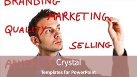  Presentation with marketing - Beautiful presentation design featuring casual brunette using selfie stick shot in studio backdrop and a lemonade colored foreground