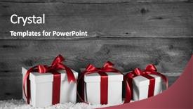  Presentation with red white grey - Slide deck having promotional products - three red white christmas presents background and a dark gray colored foreground