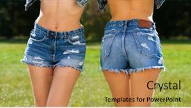  Presentation with denim and diamonds - Slides consisting of promt - female denim shorts front background and a  colored foreground