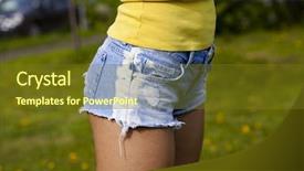  Presentation with women body - Audience pleasing PPT theme consisting of promt - part of the body torn backdrop and a  colored foreground