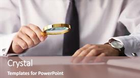  Presentation with helping seniors documents - Theme enhanced with proof - businessman reading documents with magnifier background and a coral colored foreground