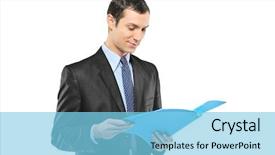  Presentation with frames isolated on white brown - Cool new slides with proofreading - businessman reading a document isolated backdrop and a light blue colored foreground