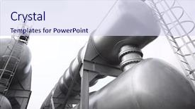  Presentation with energy gas - Presentation theme with propane - gas tanks in the industrial background and a sky blue colored foreground