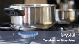  Presentation with drug pot session - PPT theme featuring propane - pot stands on a stove background and a ocean colored foreground