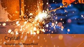  Presentation with cutting board - Audience pleasing PPT theme consisting of propane - worker cutting steel board using backdrop and a red colored foreground