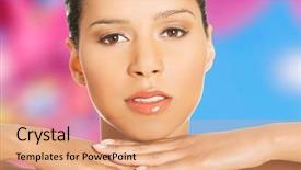  Presentation with head - PPT theme enhanced with prope - portrait of attractive women proping background and a  colored foreground