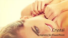  Presentation with floor inspection - Amazing theme having prope - young happy woman lying backdrop and a  colored foreground