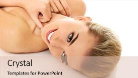  Presentation with happy sad masks - Amazing theme having prope - young happy woman lying backdrop and a  colored foreground