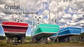  Presentation with commercial fishing vessels - PPT layouts having propellar vessel - large commercial fishing boats up background and a lemonade colored foreground