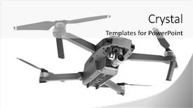  Presentation with drone - PPT layouts enhanced with propeller - drone isolated on white background background and a white colored foreground