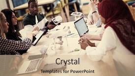  Presentation with drone technology - Slide set with propeller - multiethnic startup business team discussing background and a lemonade colored foreground