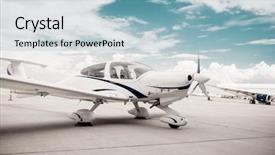  Presentation with propeller - Amazing slide deck having propeller airplane in airport plane backdrop and a light blue colored foreground