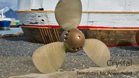  Presentation with ship propeller - Beautiful slide set featuring propeller-of-a-ship backdrop and a coral colored foreground