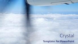  Presentation with propeller - Theme with propeller of the plane view from airplane window background and a lemonade colored foreground