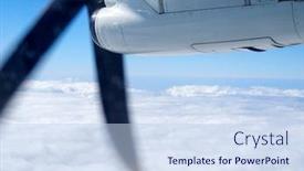  Presentation with propeller - Presentation design featuring propeller of the plane view from airplane window background and a light blue colored foreground