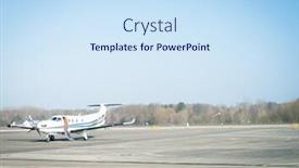  Presentation with propeller - PPT theme featuring propeller plane on tarmac background and a sky blue colored foreground