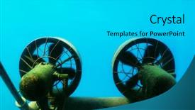  Presentation with ship propeller - Colorful theme enhanced with propellers of submarine backdrop and a light gray colored foreground