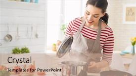  Presentation with healthy food - PPT theme having properness - healthy food at home happy background and a coral colored foreground