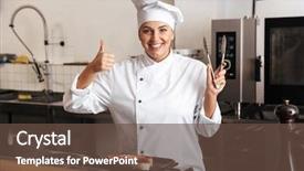  Presentation with cook chef - Slide set with properness - smiling woman chef cook wearing background and a tawny brown colored foreground