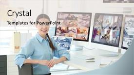  Presentation with cameras - Slides enhanced with private property and modern technology background and a lemonade colored foreground