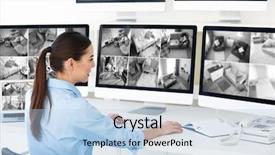  Presentation with monitoring - Colorful theme enhanced with private property and modern technology backdrop and a light blue colored foreground