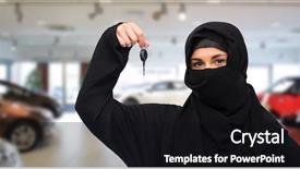  Presentation with omrah muslim people praying - Beautiful slide deck featuring property and people concept - muslim backdrop and a black colored foreground