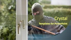  Presentation with property damage - Slides enhanced with property damage - burglar breaks into a residential background and a tawny brown colored foreground