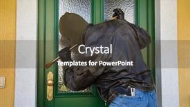  Presentation with residential - Colorful PPT layouts enhanced with property damage - burglar breaks into a residential backdrop and a tawny brown colored foreground