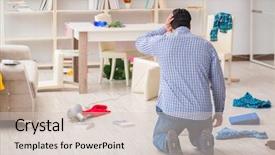  Presentation with property damage - Slide set with property damage - man found his house background and a lemonade colored foreground