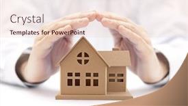  Presentation with property insurance - Presentation theme consisting of property-insurance-house-miniature-covered background and a lemonade colored foreground