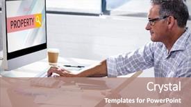  Presentation with company profile - Colorful theme enhanced with property is written against profile backdrop and a coral colored foreground