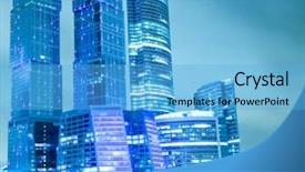  Presentation with city buildings - Presentation theme enhanced with property management - illuminated city full of modern background and a light blue colored foreground