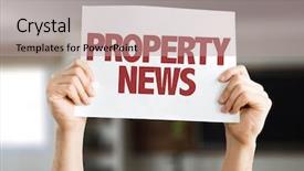 Presentation with property - Cool new PPT theme with property news card with house backdrop and a coral colored foreground