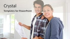  Presentation with new home sales - Slides featuring property owners looking at home background and a lemonade colored foreground