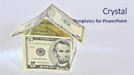  Presentation with property tax - Audience pleasing PPT layouts consisting of property tax - house made of american dollar backdrop and a  colored foreground