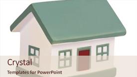  Presentation with white house - Slides having property tax - model house isolated on white background and a lemonade colored foreground