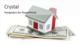  Presentation with toy - Presentation theme having property tax - toy house for dollar banknotes background and a white colored foreground