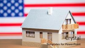  Presentation with estate tax - Audience pleasing presentation design consisting of property tax - usa real estate concept house backdrop and a coral colored foreground