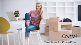  Presentation with new life baby plant - Slides enhanced with property website - beautiful young woman moving background and a  colored foreground