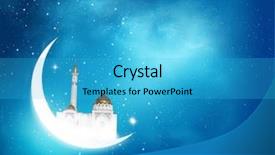  Presentation with islamic greeting eid mubarak cards - PPT theme having prophet - islamic greeting eid mubarak cards background and a cyan colored foreground