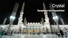  Presentation with mosque - Colorful theme enhanced with medina prophet's mosque at night backdrop and a black colored foreground