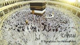  Presentation with kaaba - Cool new slide deck with prophet - muslim people praying at kaaba backdrop and a light gray colored foreground