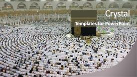  Presentation with world english arabic different languages - Presentation theme featuring prophet - muslims gathered in mecca background and a gray colored foreground